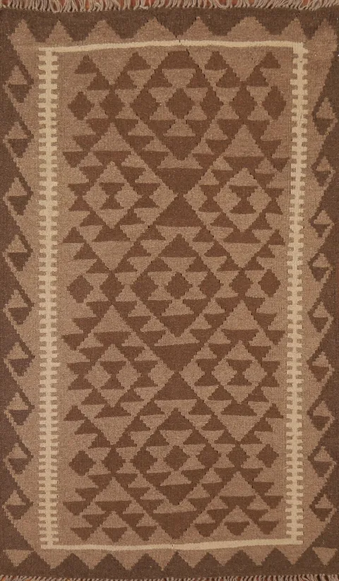 Brown Geometric Kilim Oriental Area Rug 3x5