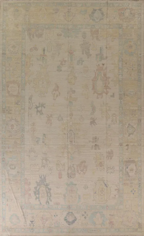 Floral Oushak Vegetable Dye Area Rug 9x13