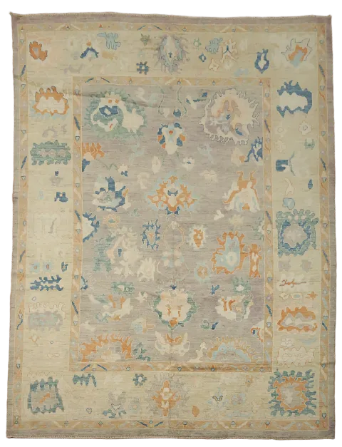 Vegetable Dye Oushak Turkish Wool Area Rug 9x12