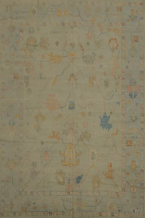 Traditional Style Oushak Area Rug 9x12 with a Harmony of Gentle Shades