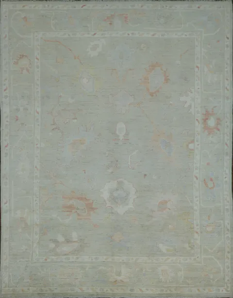 Floral Oushak Vegetable Dye Area Rug 9x12