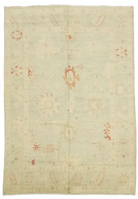 Vegetable Dye Oushak Turkish Wool Area Rug 9x13