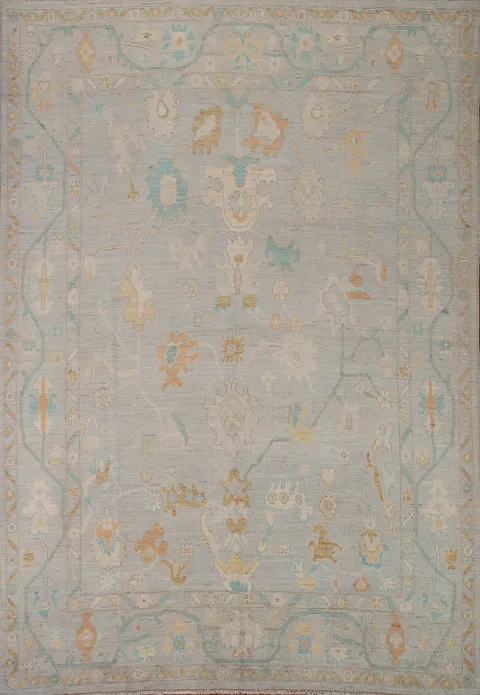 Floral Oushak Vegetable Dye Area Rug 8x10