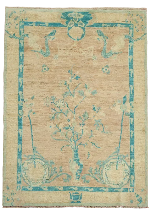 Vegetable Dye Oushak Oriental Area Rug 5x7