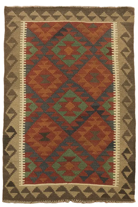 Reversible Wool Kilim Oriental Area Rug 3x5
