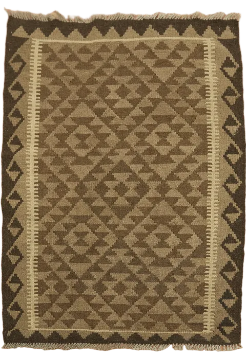 Brown Geometric Kilim Oriental Rug 3x5
