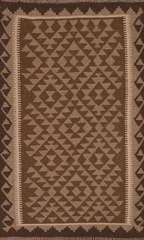 Geometric Wool Kilim Oriental Area Rug 3x5