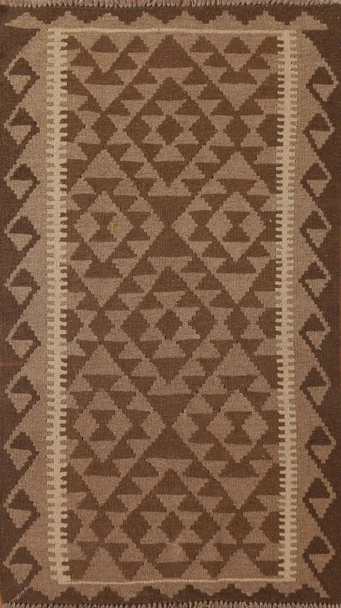 Brown Wool Kilim Oriental Area Rug 3x5