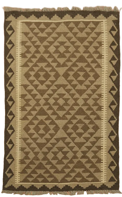 Brown Wool Kilim Oriental Area Rug 3x5