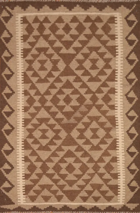 Brown Wool Kilim Oriental Area Rug 3x5