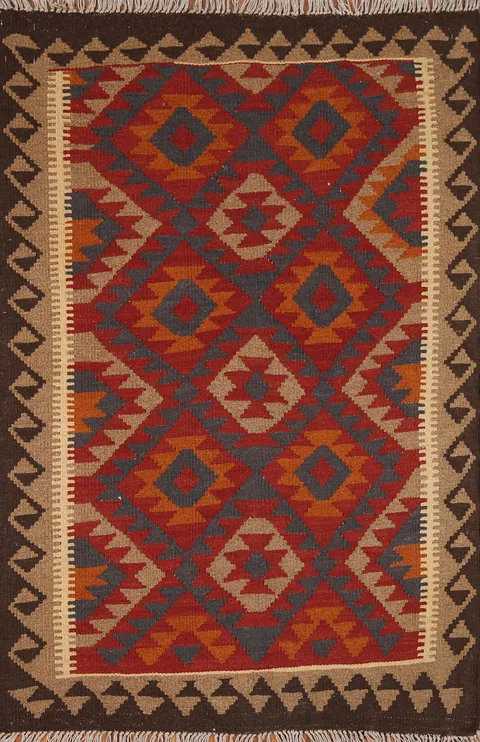 Reversible Wool Kilim Oriental Area Rug 3x5
