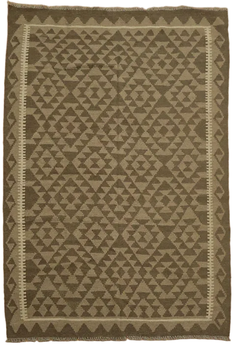 Brown Wool Kilim Oriental Area Rug 5x7