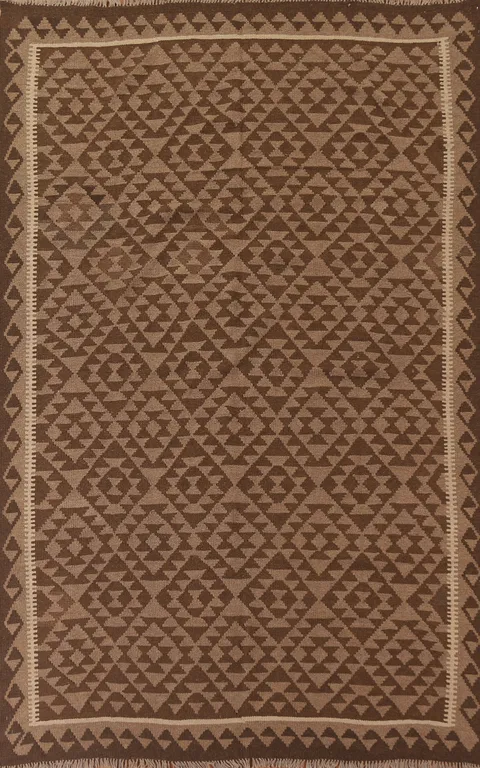 Brown Wool Kilim Reversible Area Rug 6x9