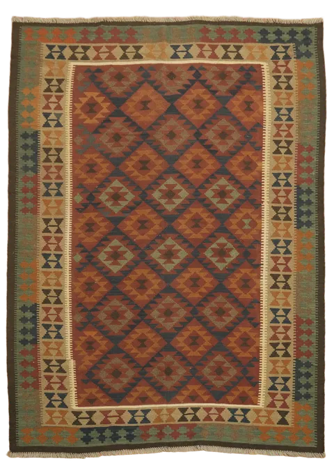 Vintage-Inspired Tribal Kilim Flat-Woven Wool Rug 7'x10'