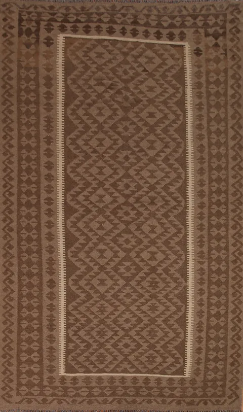 Brown Wool Kilim Oriental Area Rug 7x10