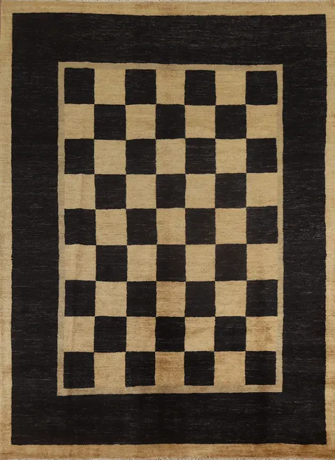 Checkered Modern Gabbeh Oriental Area Rug 7x8