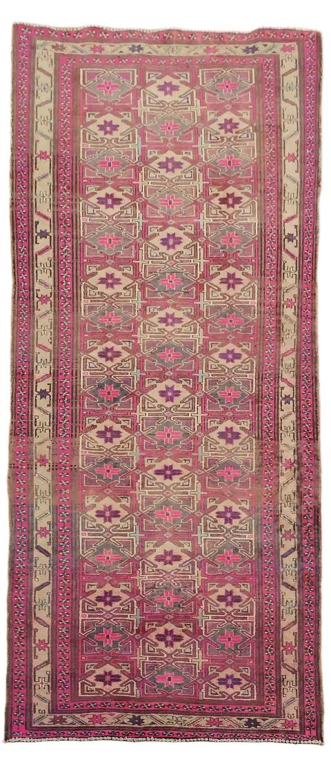 Geometric Wool Ardebil Persian Runner Rug 4x9