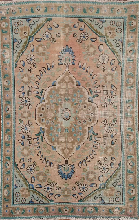 Distressed Wool Tabriz Persian Area Rug 3x5