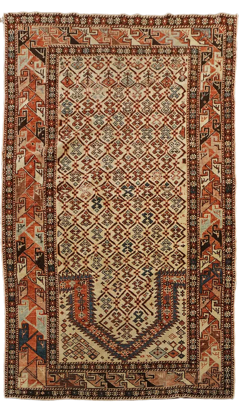 Pre-1900 Antique Vegetable Dye Shirvan Kazak Caucasian Rug 3'x6'