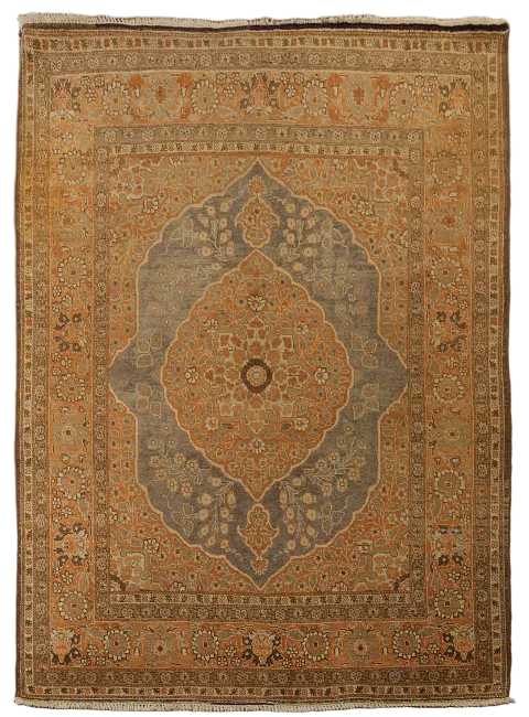 Pre-1900 Antique Vegetable Dye Tabriz Haj Jalili Persian Rug 4x6