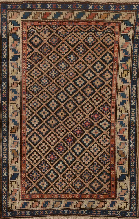 Pre-1900 Antique Vegetable Dye Shirvan Oriental Area Rug 3x5