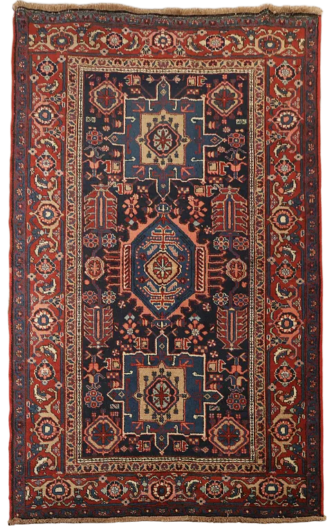 Antique Vegetable Dye Heriz Serapi Persian Area Rug 5x6