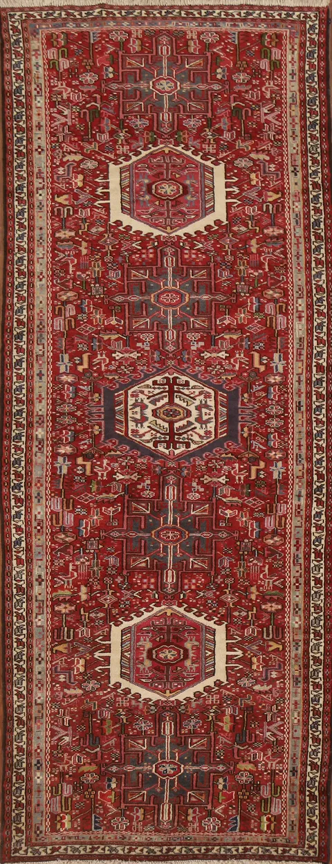 100% Vegetable Dye Gharajeh Persian Runner Rug 4x10
