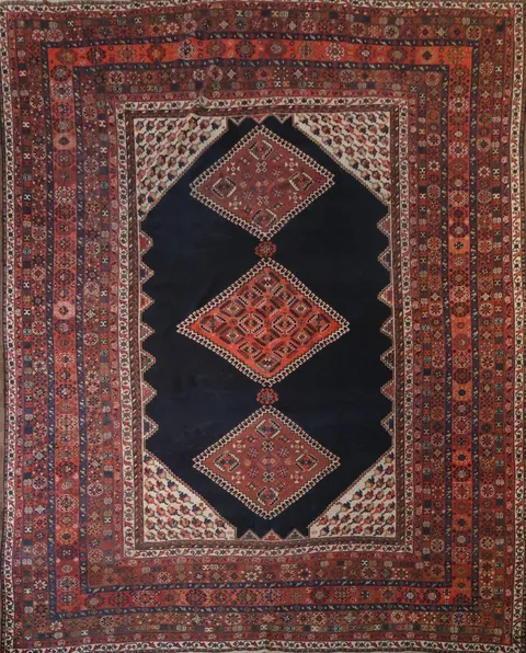 Pre-1900 Antique Vegetable Dye Ghashghaie Persian Area Rug 10x13