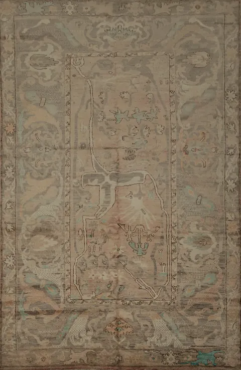 Elegant Oushak Vegetable Dye Area Rug 6x9 Perfect for Classic Interiors