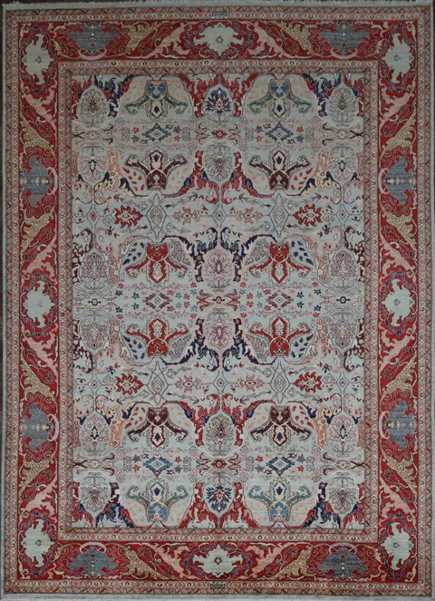 Vegetable Dye Blue and Red Ziegler All-Over Large Rug 10x14