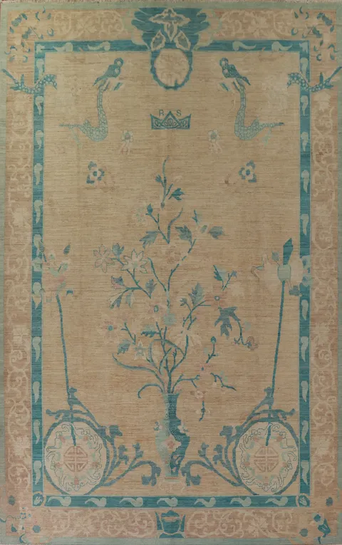 Vegetable Dye Oushak Turkish Large Area Rug 10x14