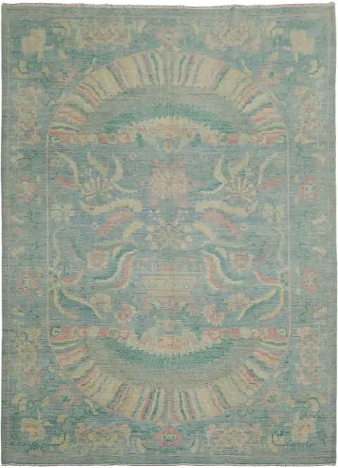 Vegetable Dye Oushak Turkish Large Rug 10x14