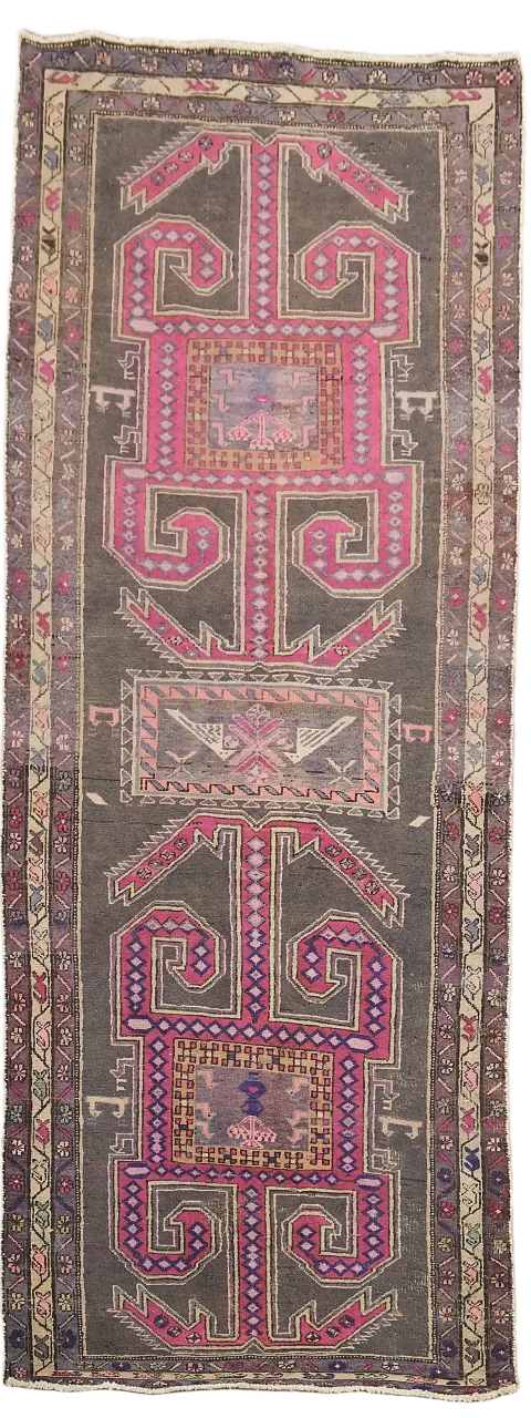 Tribal Geometric Meshkin Persian Runner Rug 4x10