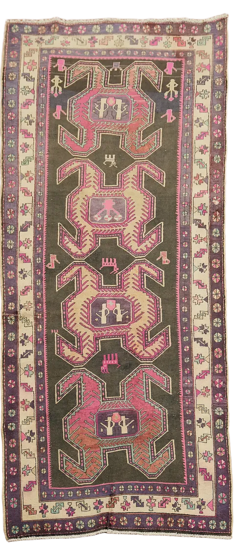 Handmade Ardebil Persian Runner Rug 4x10