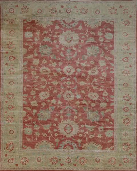 All-Over Traditional Oushak Egyptian Vegetable Dye Rug 12x15