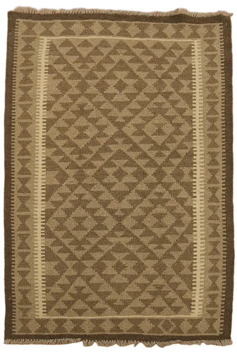 Reversible Wool Kilim Brown Area Rug 3x5