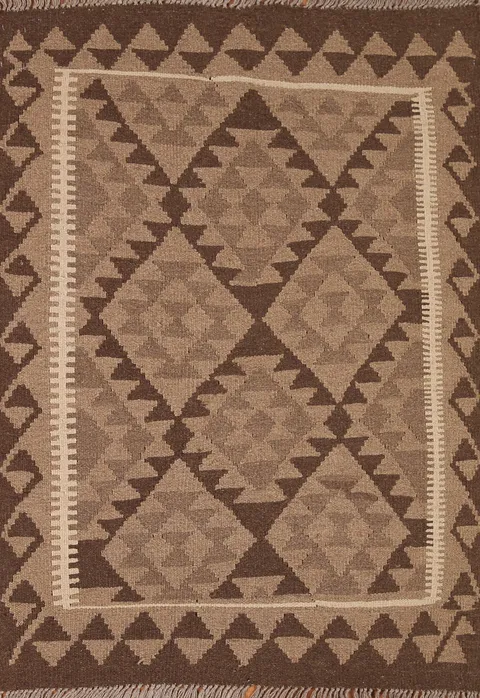 Reversible Kilim Wool Area Rug 3x5