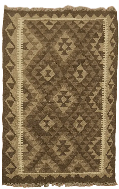 Brown Wool Kilim Oriental Area Rug 3x5