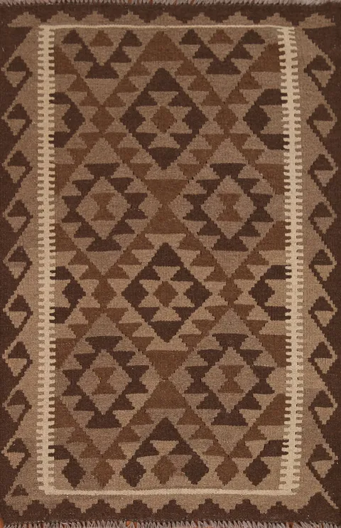 Brown Wool Kilim Oriental Area Rug 3x5