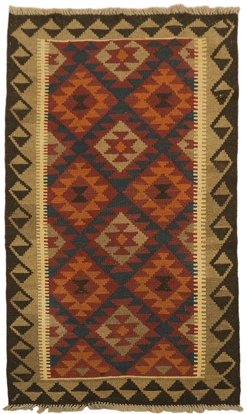 Reversible Wool Kilim Oriental Area Rug 3x5