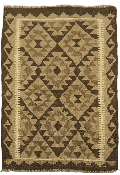Brown Wool Kilim Oriental Area Rug 3x5