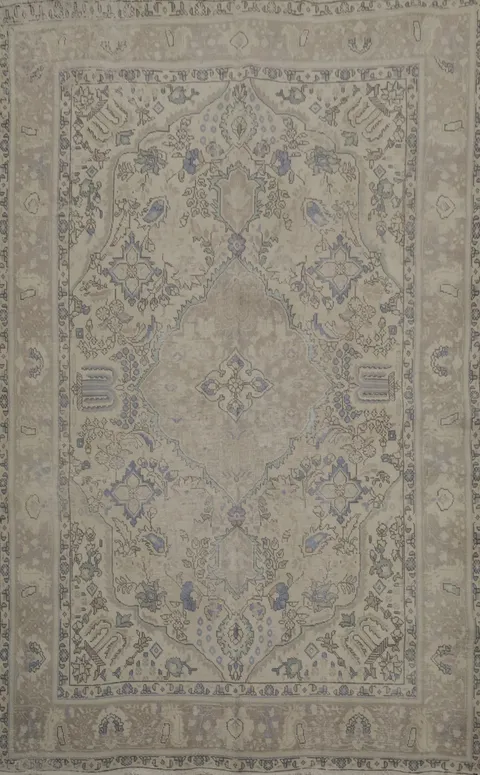 Mystical Motif Tabriz Persian Area Rug 7x10 in Warm Earthy Shades