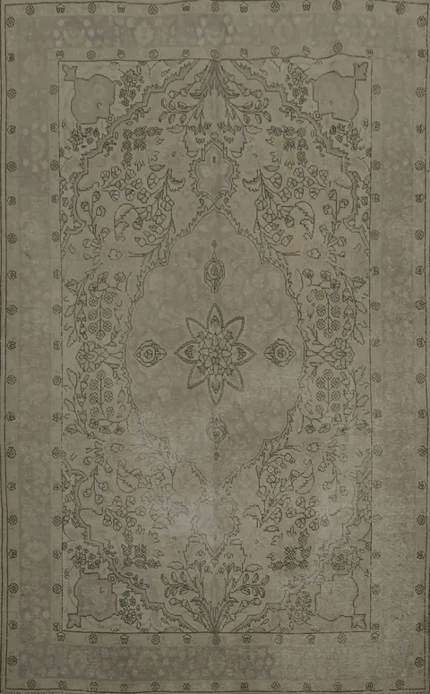Distressed Beige Tabriz Persian Area Rug 6x10