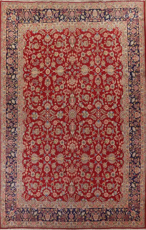 Vegetable Dye Red Kerman Persian Large Area Rug 10x14