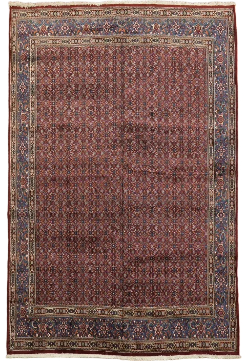 Traditional Deep Red Persian Wool Rug with Intricate Geometric Patterns 10x13