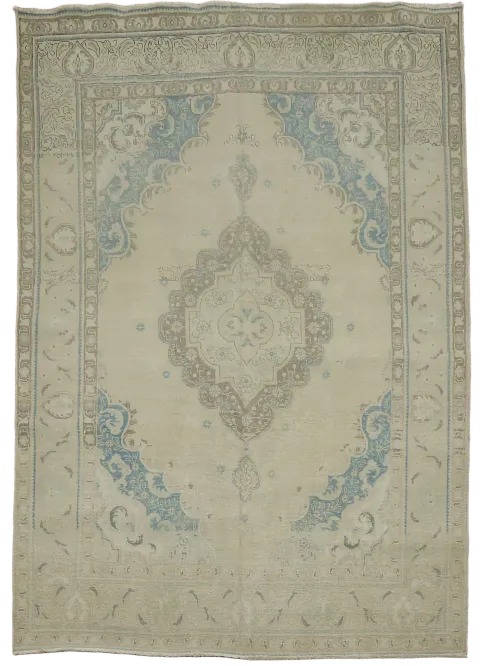 Timeless Beauty: Beige and Blue Oriental Style Rug 8x11