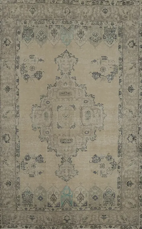Distressed Vintage Tabriz Persian Area Rug 6x9