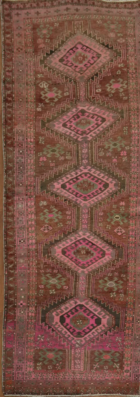 Vintage Tribal Runner Rug with Intricate Geometric Patterns 5x13