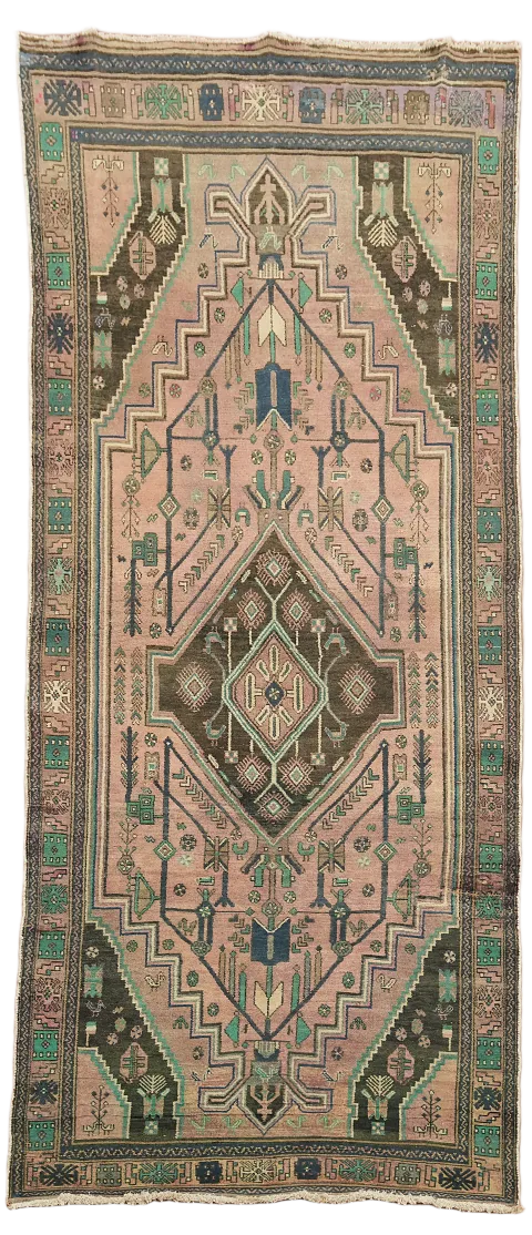 Pink Geometric Ardebil Persian Area Rug 5x11