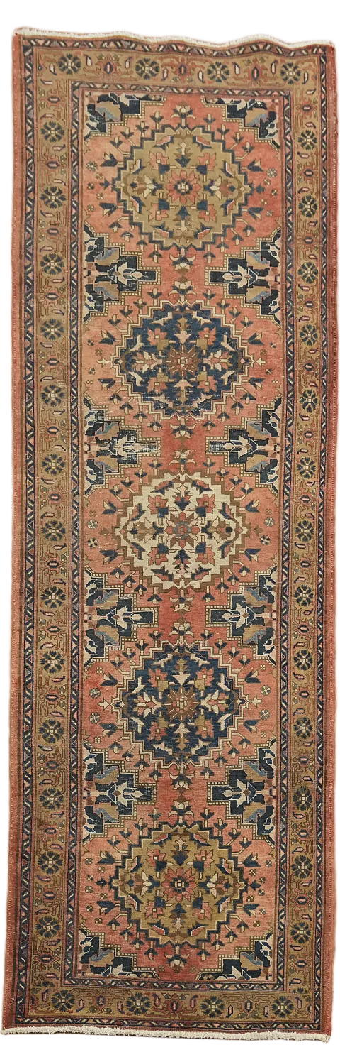 Vegetable Dye Heriz Persian Runner Rug 4x11